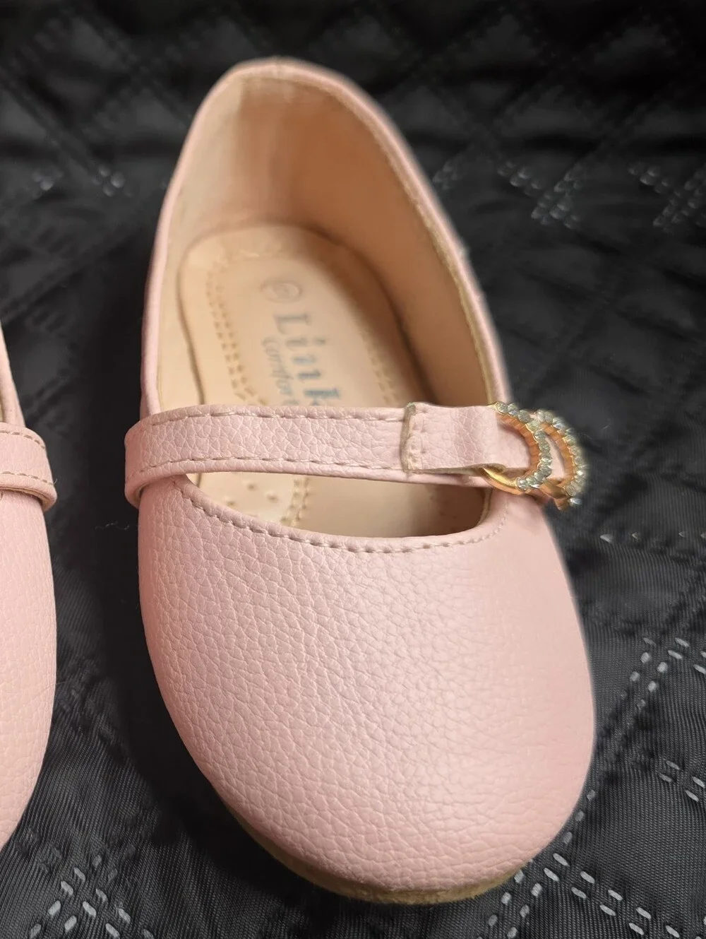 Link Comfort Toddler Girls Pink Mary Jane Rhinestone Dress Shoes Size 6